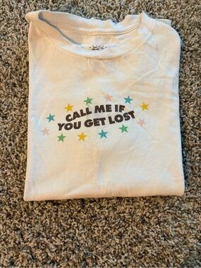 White Graphic Short Sleeve Tee with Multicolor Stars